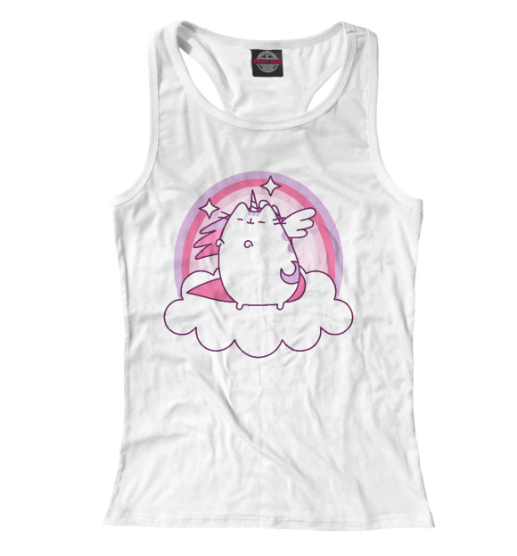 Женская майка-борцовка с изображением Pusheen Magic цвета Белый