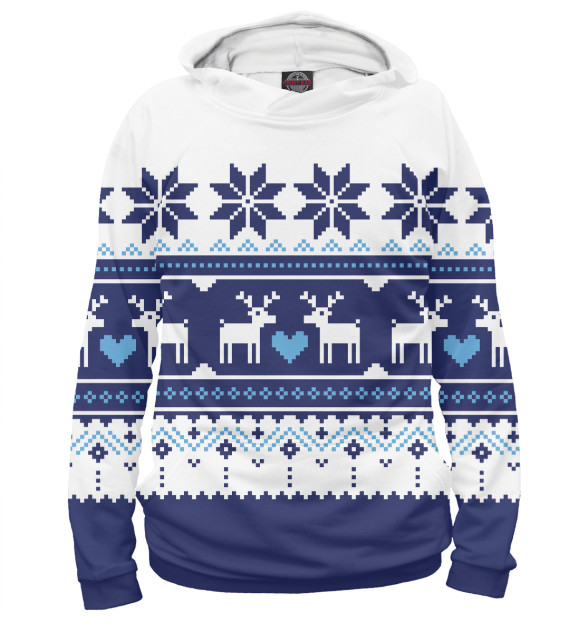 Мужское худи с изображением Скандинавские олени цвета Белый