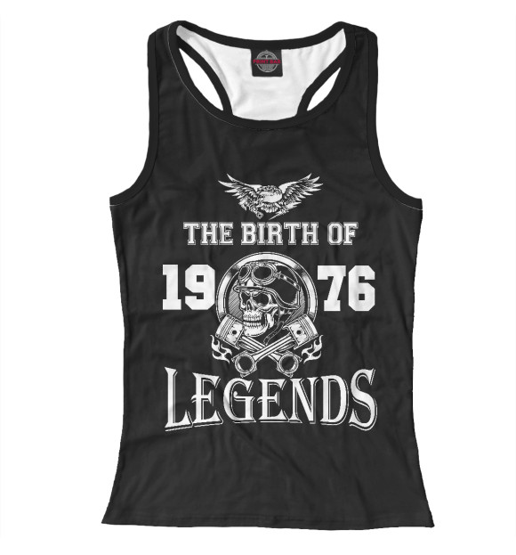 Женская майка-борцовка с изображением Рождение легенды - 1976 цвета Белый