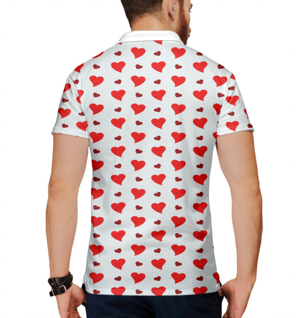 Мужское поло с притом Сердечки цвета Белый Мужское поло с изображением Сердечки цвета Белый