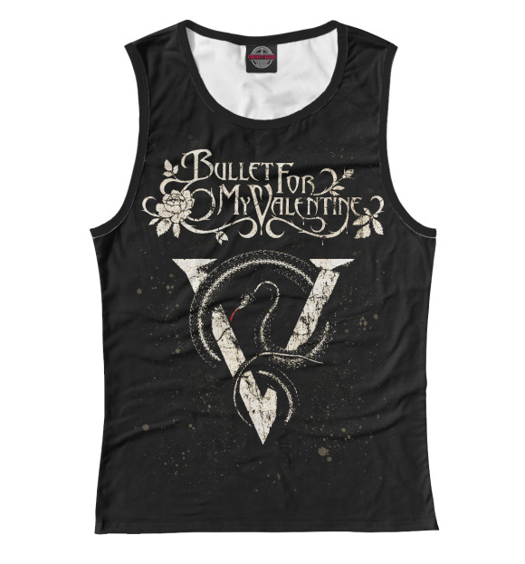 Женская майка с притом Bullet For My Valentine цвета Белый Женская майка с изображением Bullet For My Valentine цвета Белый