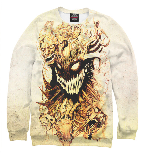 Мужской свитшот с изображением Улыбка тьмы цвета Белый