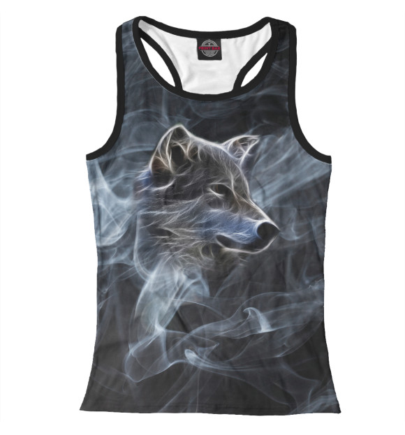 Женская майка-борцовка с изображением Волк цвета Белый