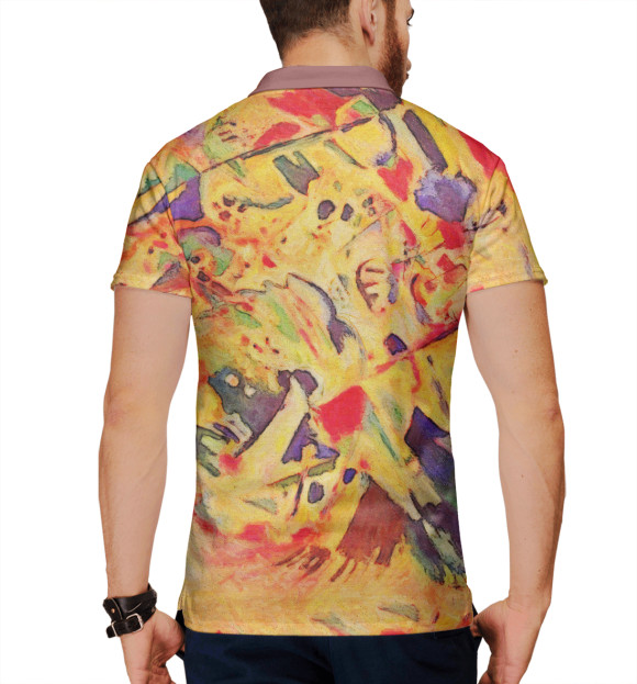 Мужское поло с изображением Стиль Кандинского цвета Белый