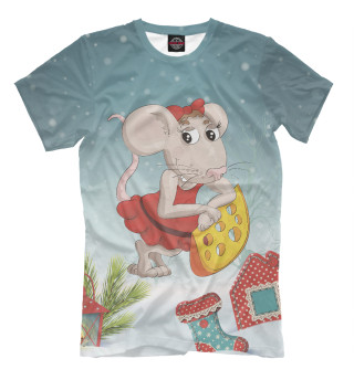 Мужская футболка Милая мышка с сыром