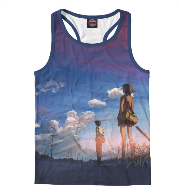 Мужская майка-борцовка с изображением 5 сантиметров в секунду цвета Белый