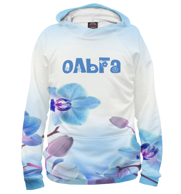 Женское худи с изображением Ольга цвета Белый