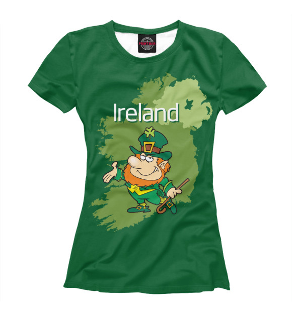 Женская футболка с изображением Ирландия цвета Белый