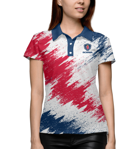 Женское поло с изображением Scania цвета Белый