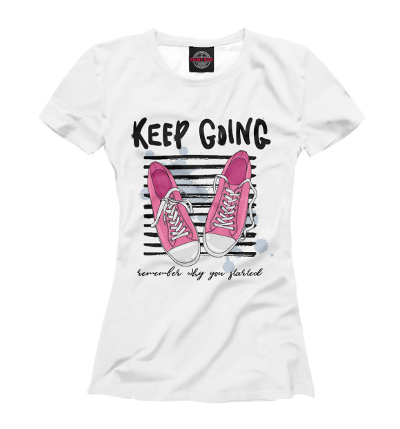 Футболка для девочек с изображением Keep going цвета Белый