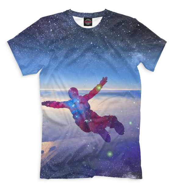 Мужская футболка с изображением Парашютист цвета Белый