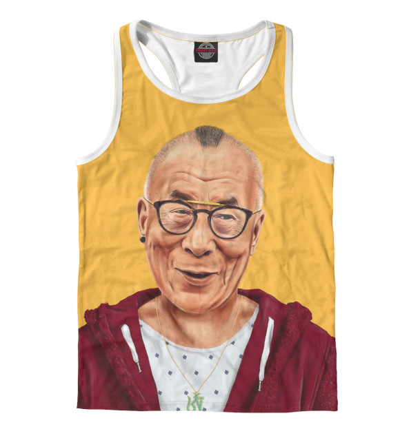 Мужская майка-борцовка с изображением Dalai Lama цвета Белый