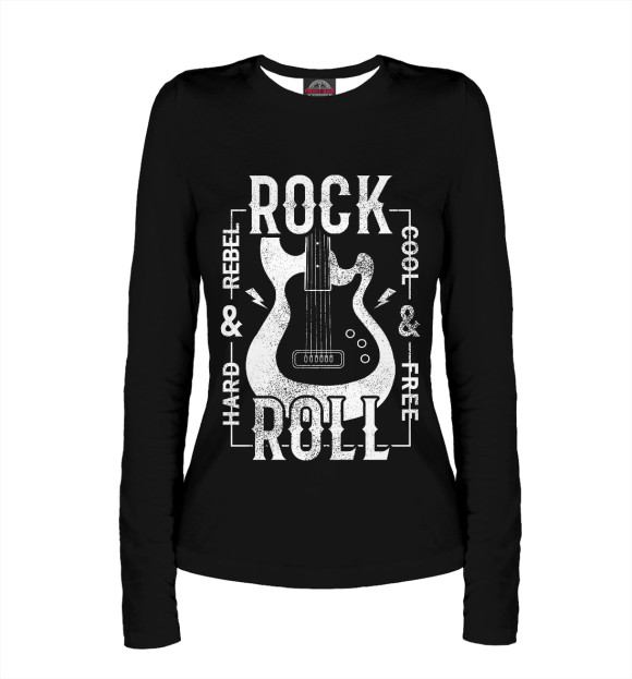 Женский лонгслив с изображением Rock'n'Roll цвета Белый