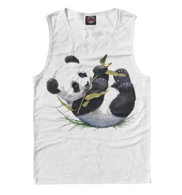Майка для мальчика с притом Панда цвета Белый Майка для мальчика с изображением Панда цвета Белый