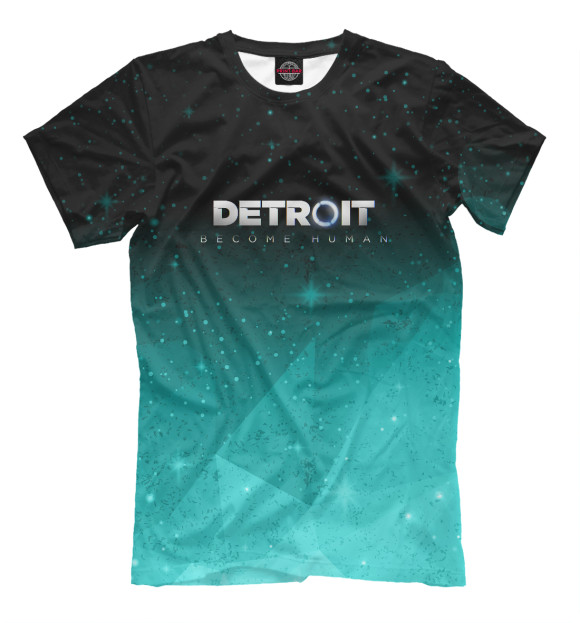 Мужская футболка с изображением Detroit Become Human цвета Грязно-голубой