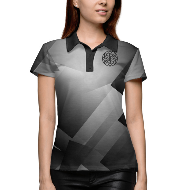 Женское поло с изображением Оберег Здрава урбанкамуфляж цвета Белый