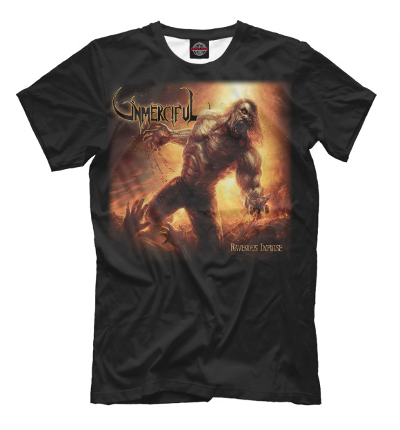 Мужская футболка с изображением Unmerciful - death metal band цвета Черный