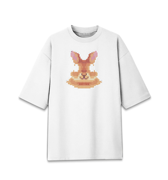 Женская футболка оверсайз с изображением Кролик цвета Белый