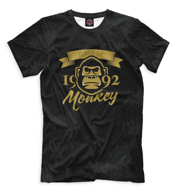 Мужская футболка с изображением Год обезьяны — 1992 цвета Черный