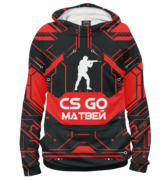 Женское худи с притом Матвей в стиле CS GO цвета Белый Женское худи с изображением Матвей в стиле CS GO цвета Белый