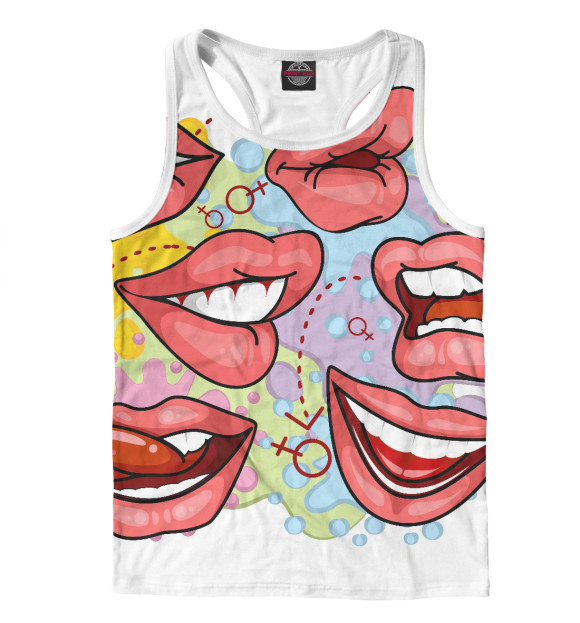 Мужская майка-борцовка с изображением Игривые Губы цвета Белый