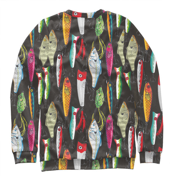 Мужской свитшот с изображением Рыболовные приманки цвета Белый