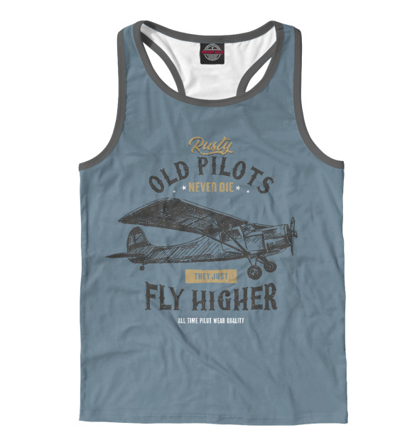 Мужская майка-борцовка с изображением Старые пилоты не умирают - они просто летают выше цвета Белый
