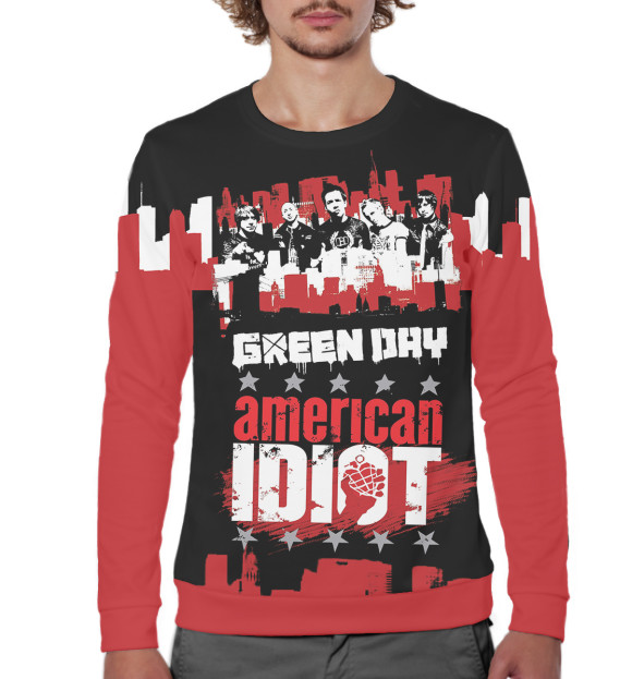 Мужской свитшот с изображением Green Day цвета Белый