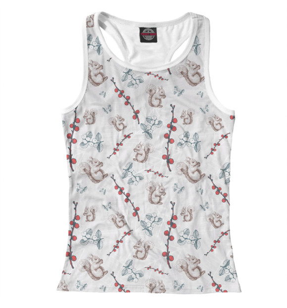 Женская майка-борцовка с изображением Squirrel цвета Белый