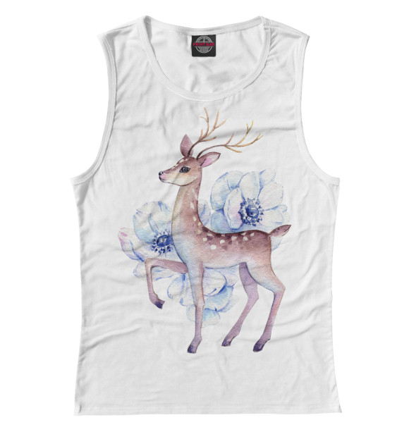 Майка для девочки с изображением Deer and flowers цвета Белый