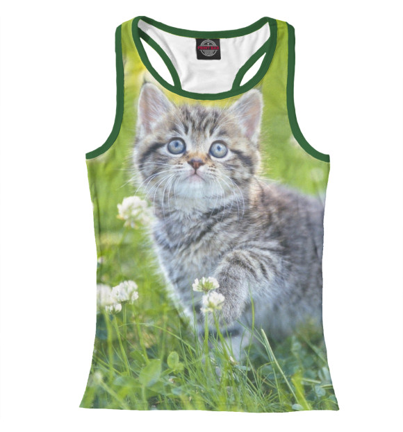 Женская майка-борцовка с изображением Котенок цвета Белый