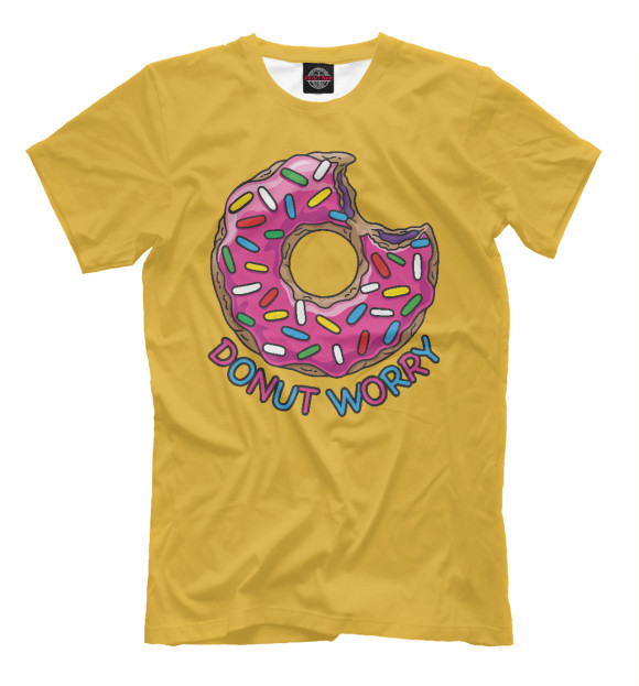 Мужская футболка с изображением Donut Worry цвета Белый