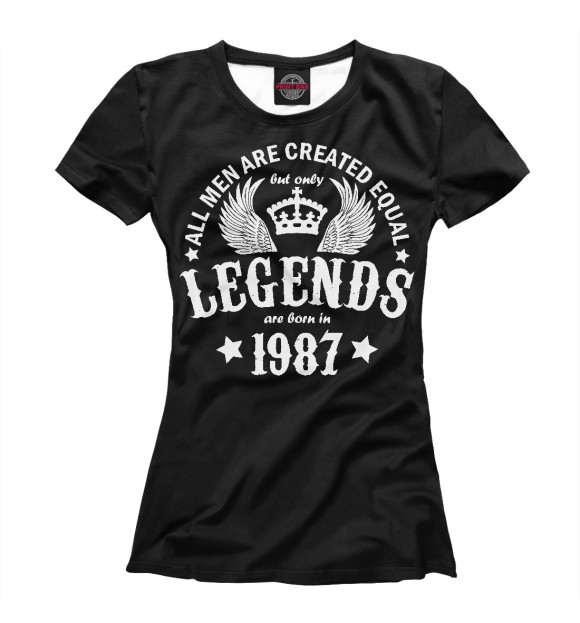 Женская футболка с изображением 1987 - рождение легенды цвета Белый