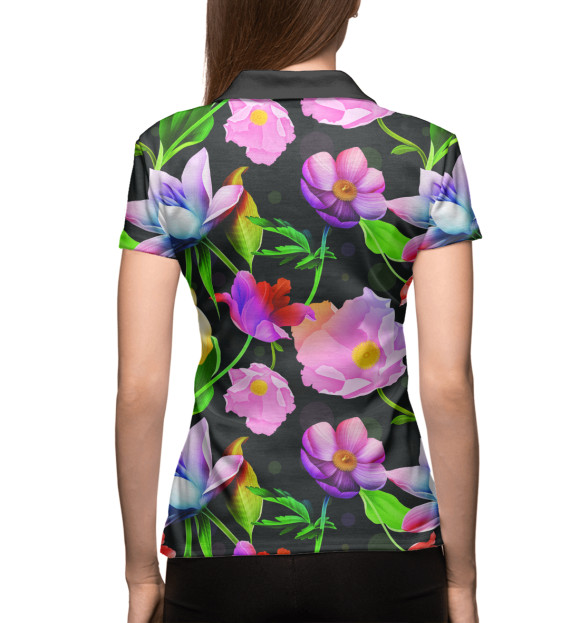 Женское поло с изображением Яркие Цветы цвета Белый