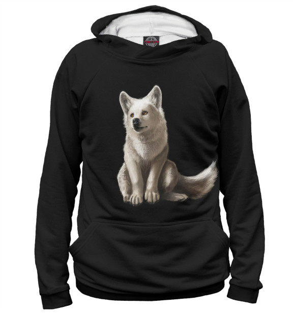 Мужское худи с притом Волчонок цвета Белый Мужское худи с изображением Волчонок цвета Белый