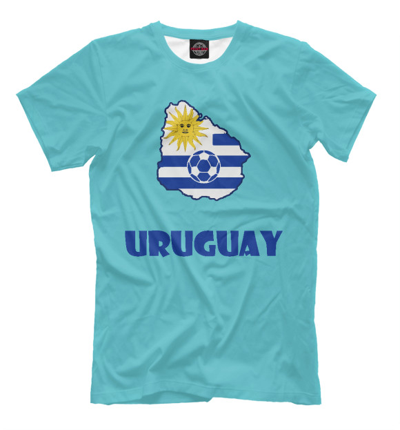 Мужская футболка с изображением Уругвай цвета Грязно-голубой