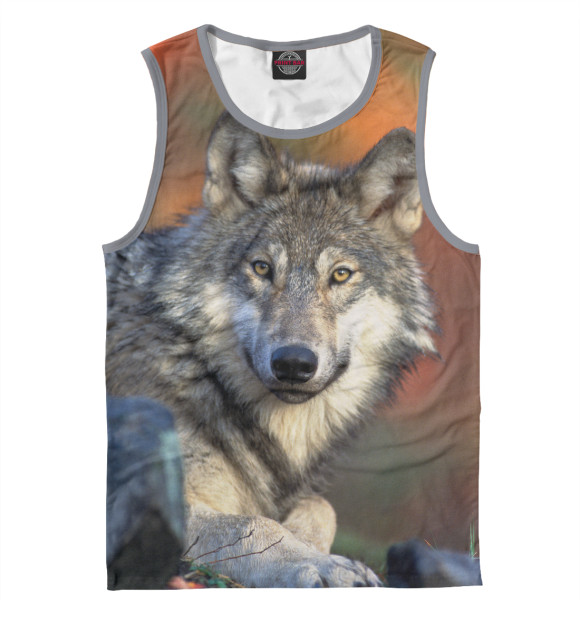 Майка для мальчика с притом Добрый Волк цвета Белый Майка для мальчика с изображением Добрый Волк цвета Белый