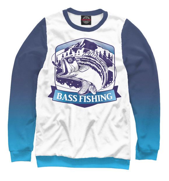 Женский свитшот с изображением Bass fishing цвета Белый