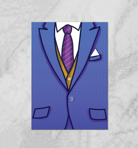 Плакат с изображением Синий костюм цвета Белый