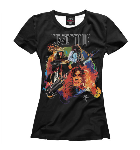 Футболка для девочек с изображением Led Zeppelin цвета Белый