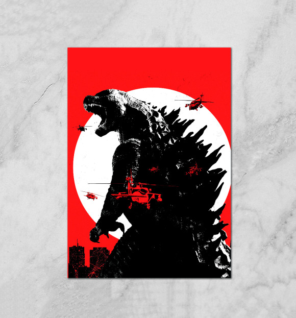 Плакат с изображением Godzilla цвета Белый