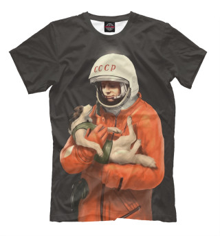 Мужская футболка Космонавт СССР с собачкой