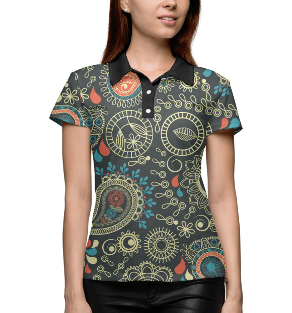 Женское поло с изображением Расписные огурцы цвета Белый