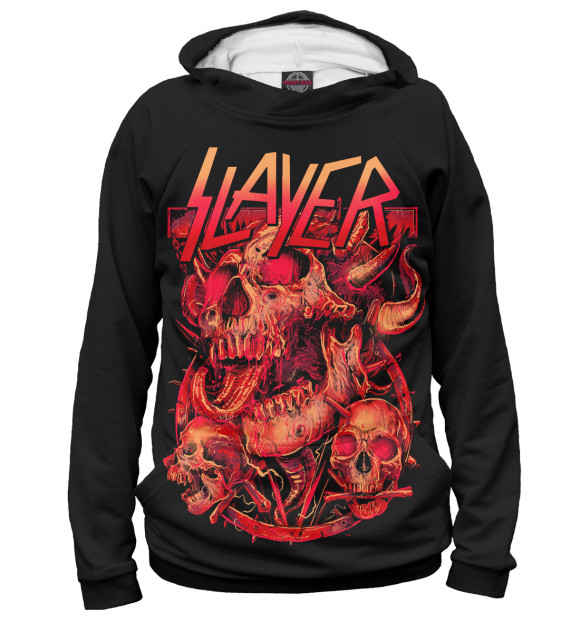 Худи для девочки с изображением Slayer цвета Белый