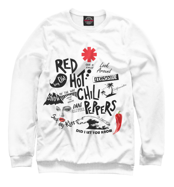 Мужской свитшот с изображением Red Hot Chili Peppers Songs цвета Белый