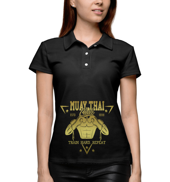 Женское поло с изображением Muay Thai цвета Белый