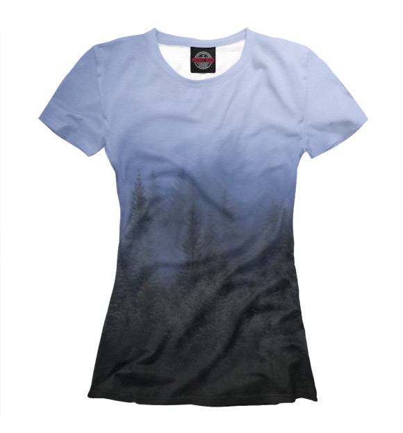 Женская футболка с изображением Туманный лес цвета Белый