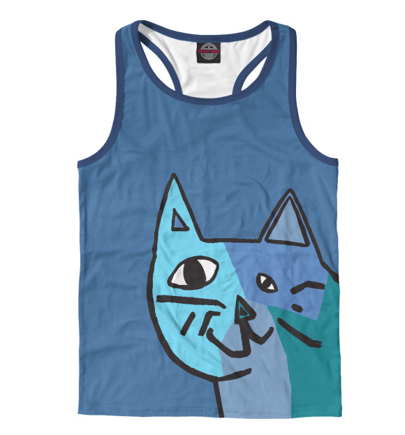 Мужская майка-борцовка с изображением Picasso Cat цвета Белый