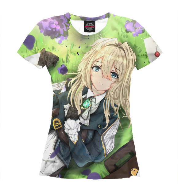 Женская футболка с изображением Вайолет Эвергарден цвета Белый