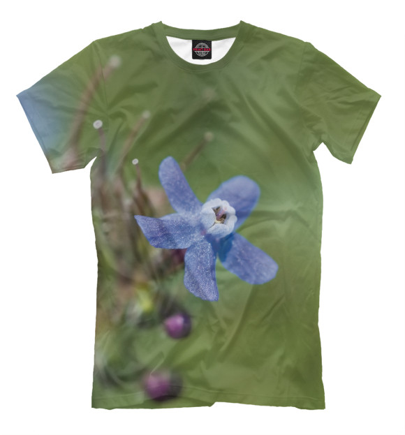 Мужская футболка с изображением Цветок незабудка цвета Серый
